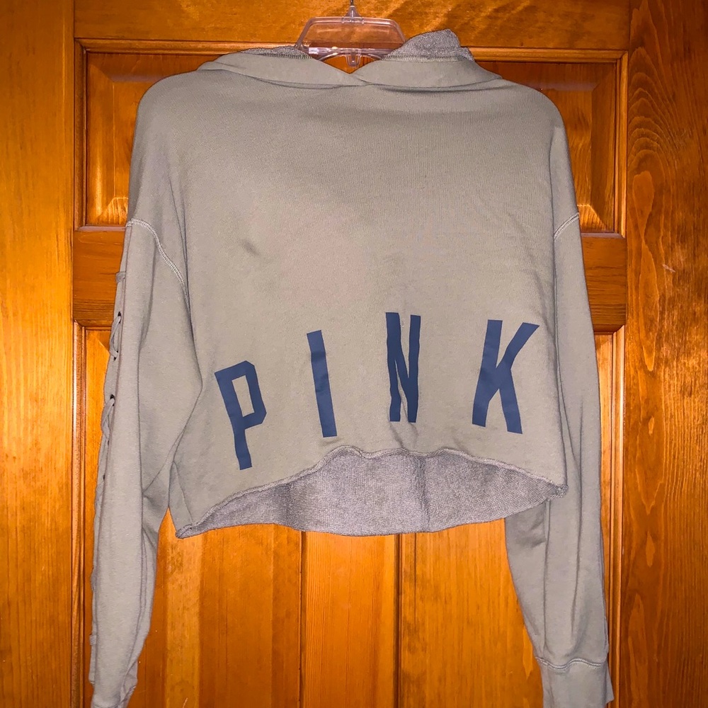 Army green Victoria’s Secret cropped hoodie